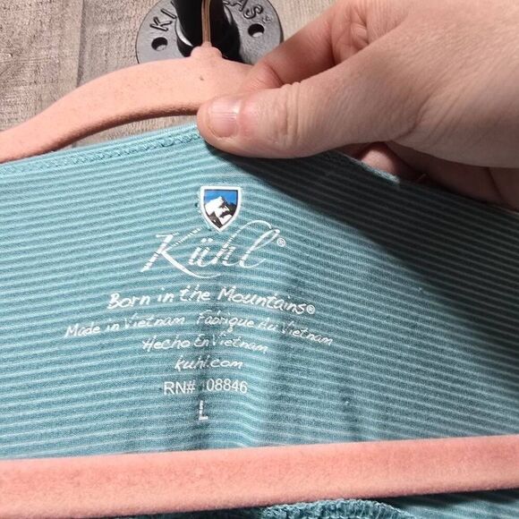 5/$25 KUHL Shirt Womans Blue Stripe Venture Shadow Short Sleeve Stretch - Picture 4 of 5